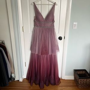 Marchesa Notte Tiered Lilac Ombré Tulle Gown